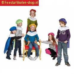 Kinder pieten baret en cape geel